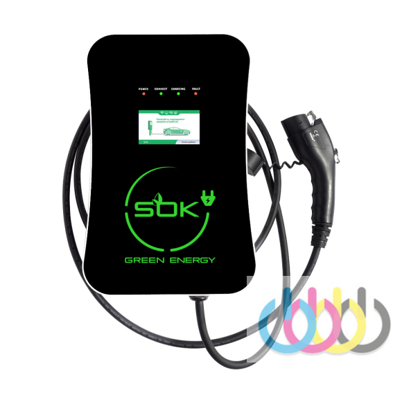 Зарядная станция S'OK Green Energy M3W Series Wallbox EV Charger SM3W10732542-5, 1-phase, 7kw (32a/ 220v), OCPP 1.6J, уровень защиты IP54, кабель 5м