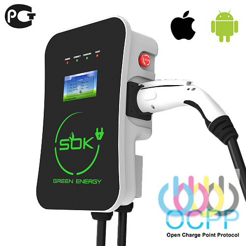 Зарядная станция S'OK Green Energy M3W Series Wallbox EV Charger SM3W10732542-5, 1-phase, 7kw (32a/ 220v), OCPP 1.6J, уровень защиты IP54, кабель 5м