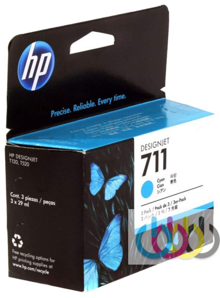 Картридж HP 711 струйный голубой упаковка 3 шт (3*29 мл) для HP DesignJet T120, HP DesignJet T125, HP DesignJet T520, CZ134A