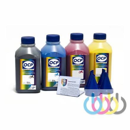 Комплект чернил OCP (BK/C/M/Y 155) для принтеров EPSON L100, L110, L120, L130, L200, L210, L220, L300, L310, L350, L355, L360, L365, L455, L550, L555, L565, L1300 без кодов, 500г x 4