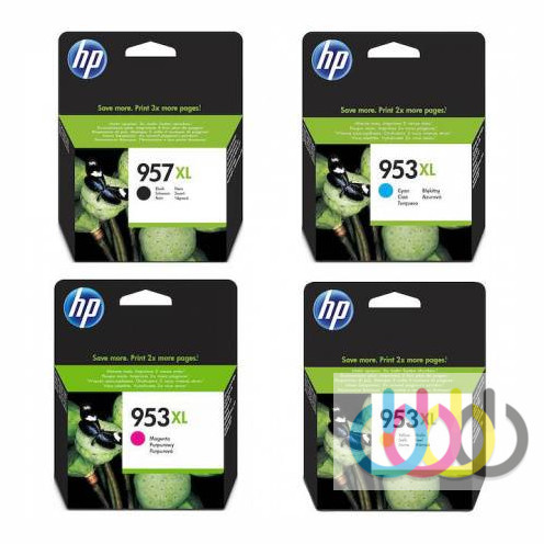 Комплект картриджей HP 957xl (black) + 953xl (color) набор из 4 картриджей для HP OfficeJet Pro 8210, HP OfficeJet Pro 8218, HP OfficeJet Pro 8720, HP OfficeJet Pro 8725, HP OfficeJet Pro 8730, HP OfficeJet Pro 8740