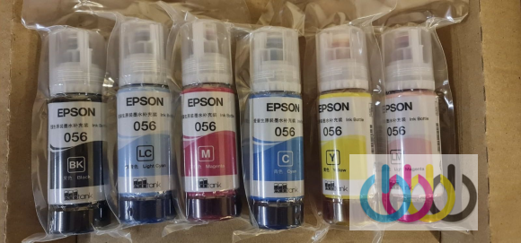 Комплект оригинальных чернил Epson 056 для Epson L8050, Epson L18050, Epson L8058, Epson L18058, 6 цветов (в вакуумной упаковке)