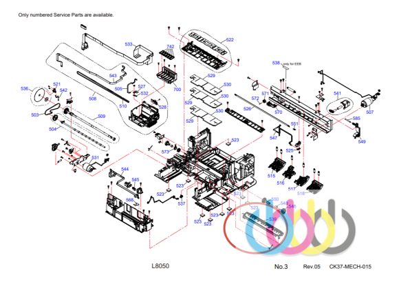1871500 Узел выхода бумаги звездочки для Epson L8050, L8058 (HOLDER STARWHEEL ASSY;B;IEI)
